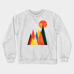 Minimalist Abstract Nature Art #5 Linear and Colorful Mountains Crewneck Sweatshirt